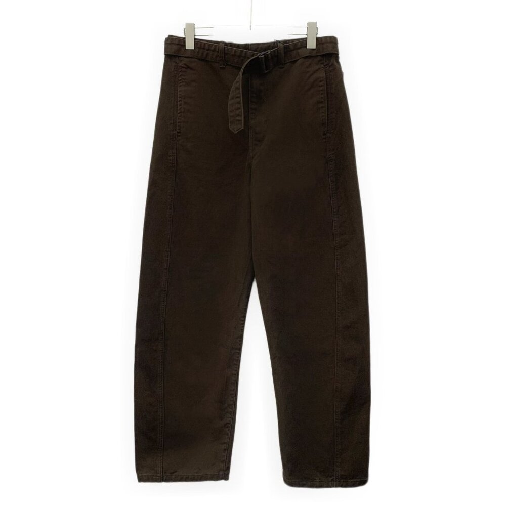 Lemaire Mens Dark Brown Cotton Straight-Leg Trousers W/Belt Size L New W/Tags